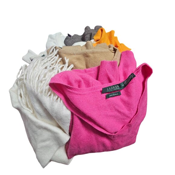 Lot of 100% Cashmere Sweaters/Scarf Cutter Crafters Upcycle Multi Color 3lb 10oz